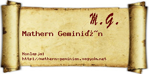 Mathern Geminián névjegykártya